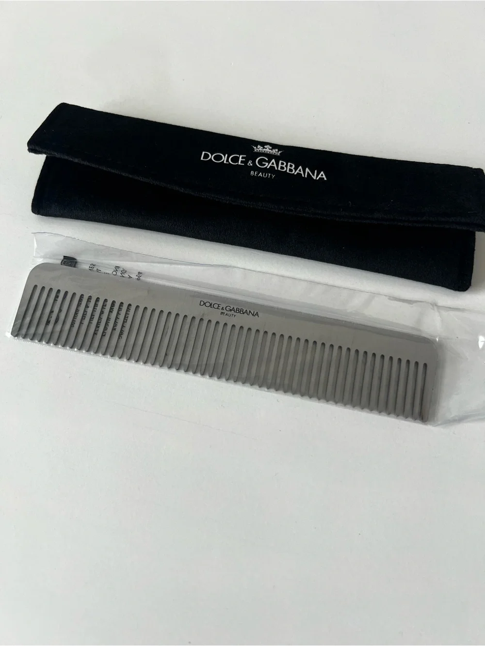 Dolce & Gabbana Silver Metal Men's Comb with Black Pouch